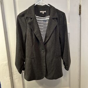 41 Hawthorn Women's Heathered Gray Jacket Blazer Sz L EUC, Stretch Comfy, Office